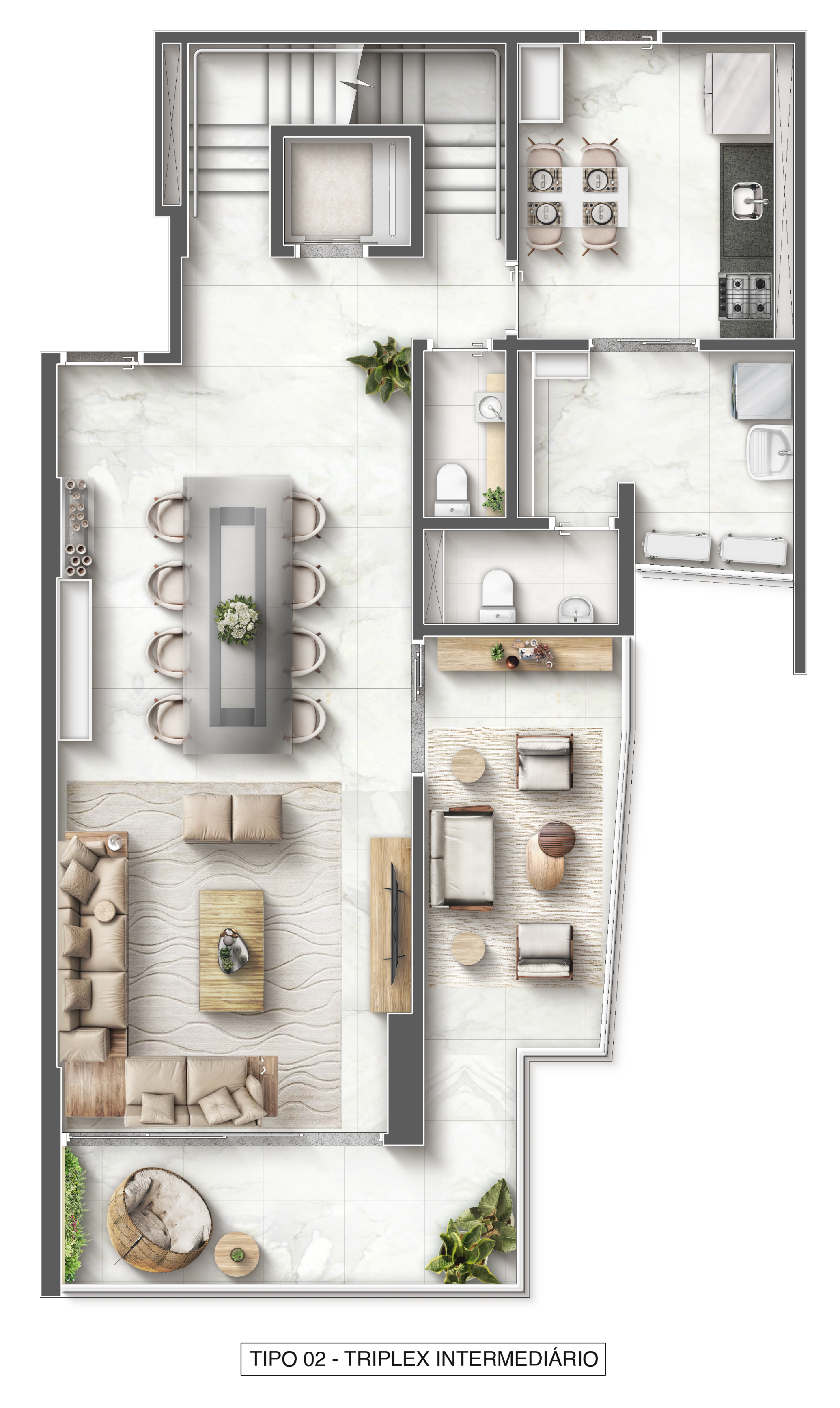 Planta_Triplex_Intermediario 3 suites